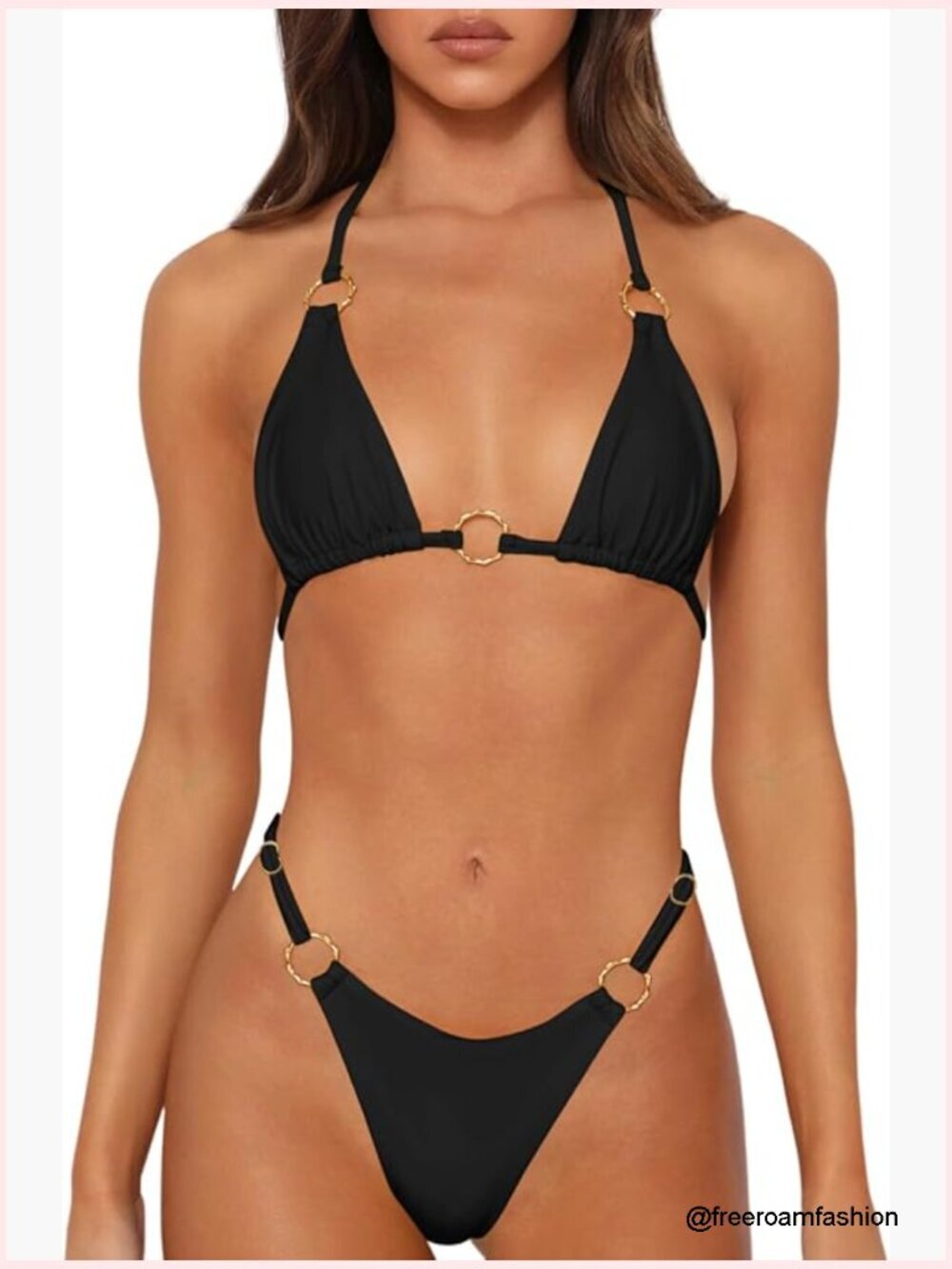 Women's 2 Piece Bikini Set Triangle Top Thong Bottom Swimsuit